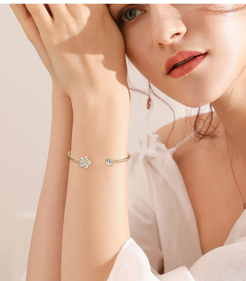 ASN Blooming Grace Moissanite Open Bangle - ASN Moissa