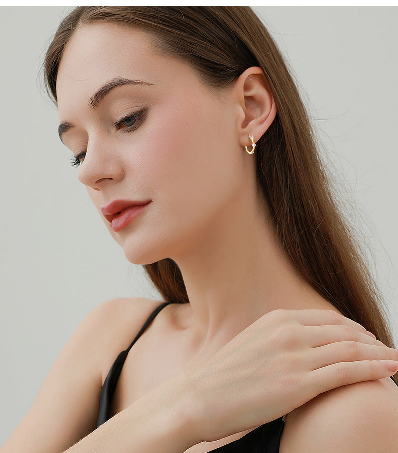 ASN Bamboo-Style C-Shaped Moissanite Earrings - ASN Moissa