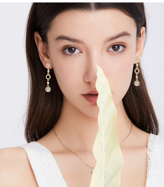 ASN Aurora Orbit Moissanite Halo Drop Earrings