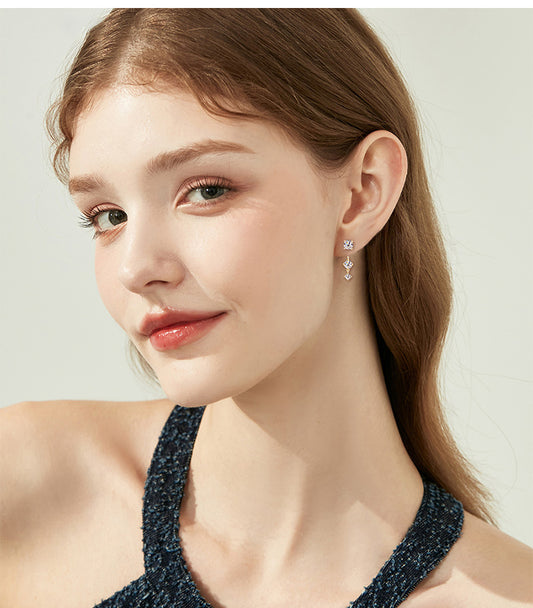 ASN Celestial Arc Moissanite Triple Drop Earrings