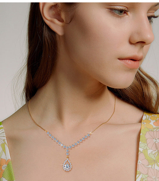 ASN Starlit Cascade Teardrop Moissanite Necklace - ASN Moissa