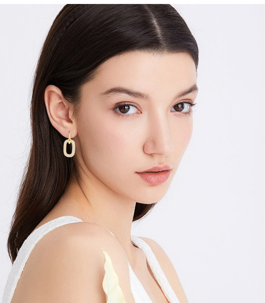 ASN Lumière Link Moissanite Pavé Drop Earrings