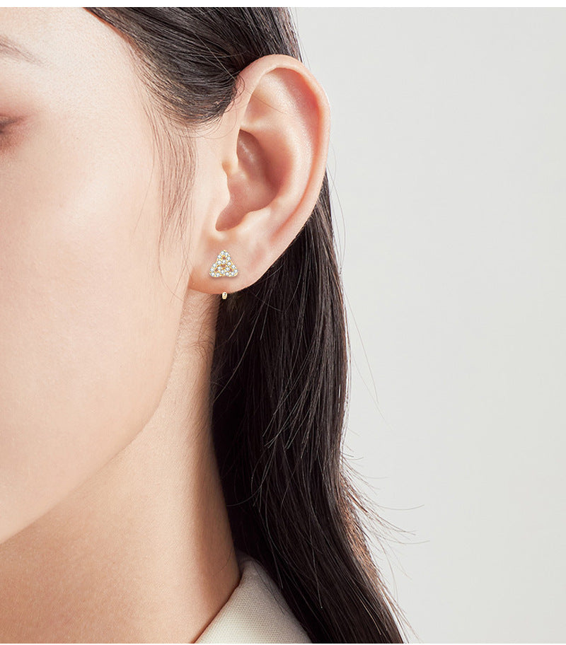 ASN Korean Shimmer Clover Moissanite Hoop Earrings - ASN Moissa
