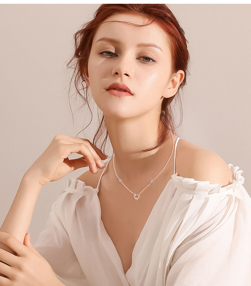 ASN Interlocking Heart Moissanite Station Necklace - ASN Moissa