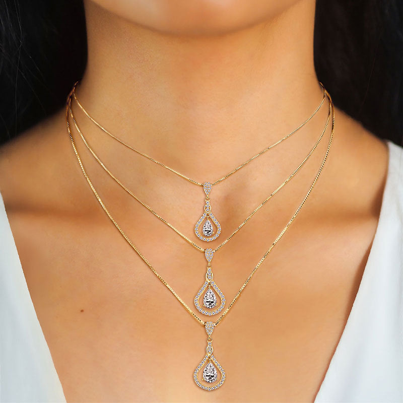 ASN Teardrop Symphony Moissanite Halo Pendant - ASN Moissa