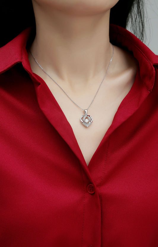 ASN Moissa ASN Heart-to-Heart Dancing Moissanite Pendant Necklace