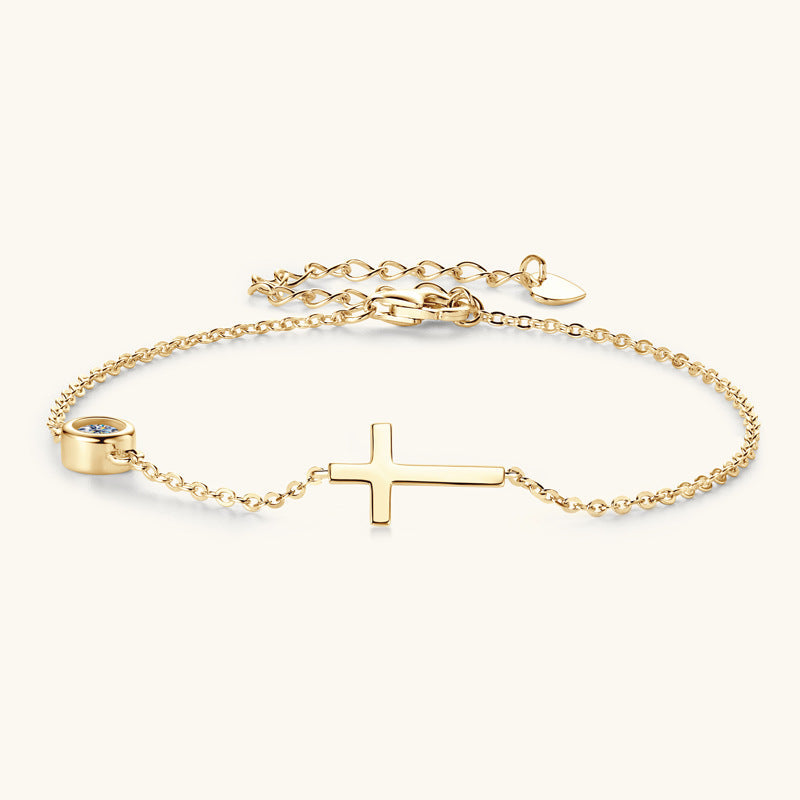 ASN Faith & Light Moissanite Cross Bracelet - ASN Moissa