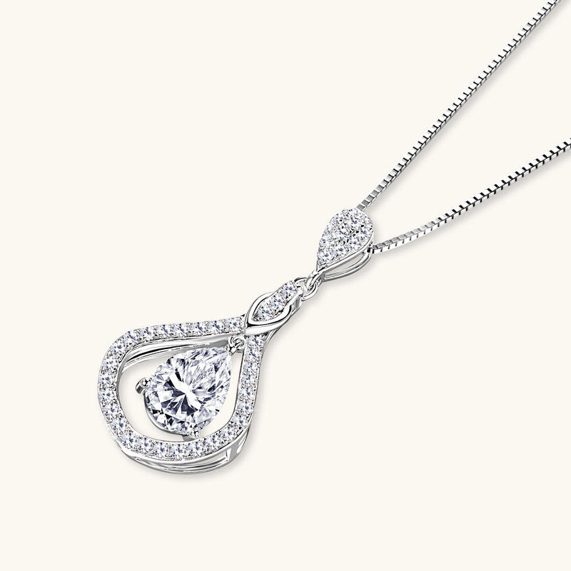 ASN Teardrop Symphony Moissanite Halo Pendant - ASN Moissa