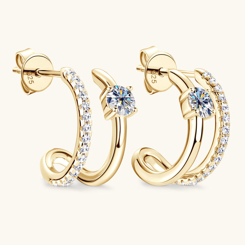 ASN Korean-Style Moissanite Hoop Stud Earrings - ASN Moissa