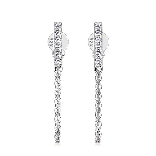 ASN Chic Link Moissanite Bar Chain Earrings