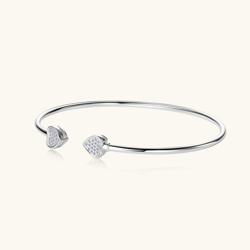 ASN Heart Embrace Moissanite Open Bangle - ASN Moissa