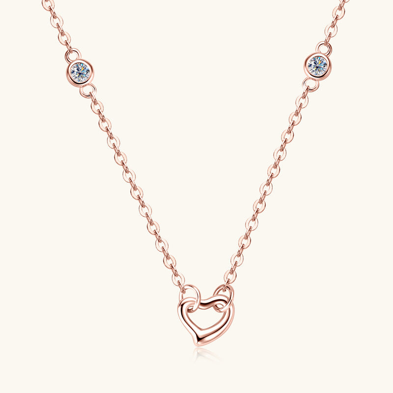 ASN Interlocking Heart Moissanite Station Necklace - ASN Moissa