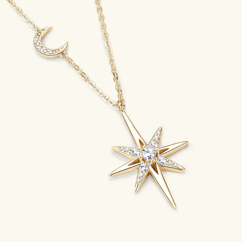 ASN Luxurious Eight-Pointed Star Moissanite Necklace - ASN Moissa