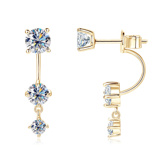 ASN Celestial Arc Moissanite Triple Drop Earrings