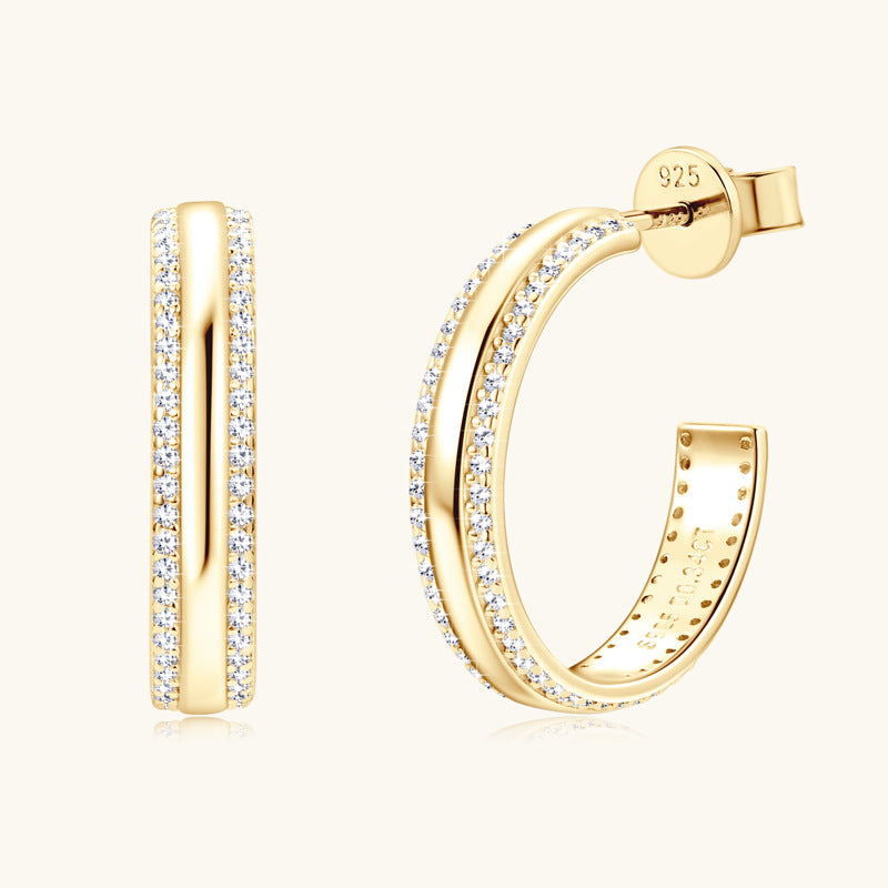 ASN Double Luxe Line Moissanite Hoop Earrings - ASN Moissa