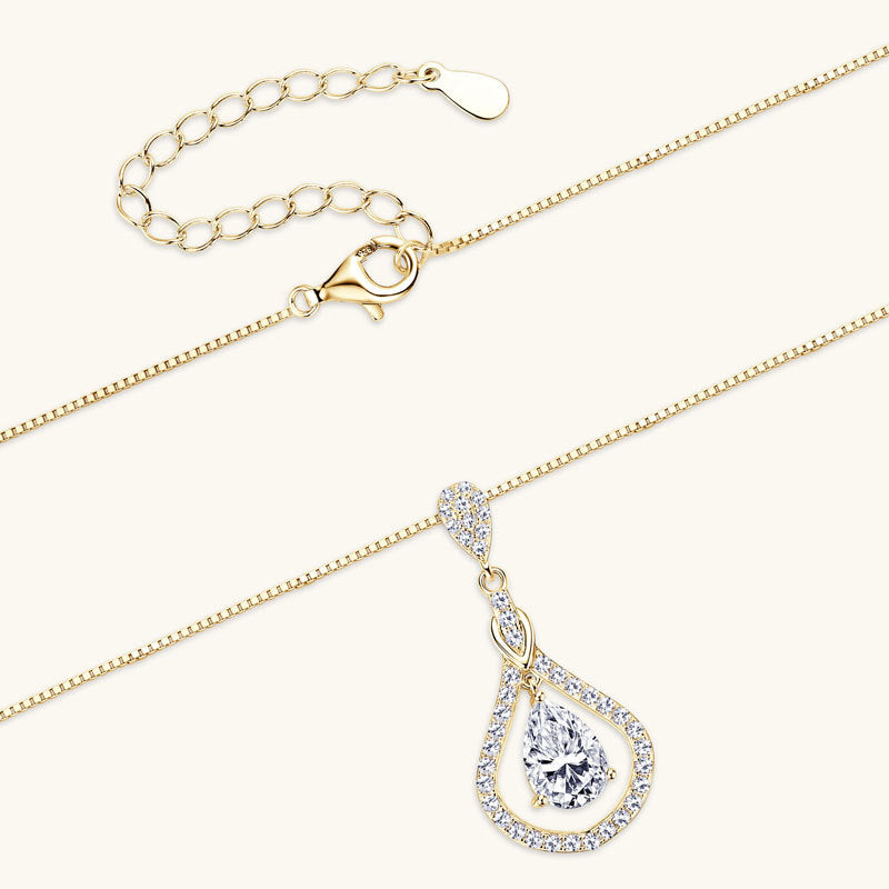 ASN Teardrop Symphony Moissanite Halo Pendant - ASN Moissa