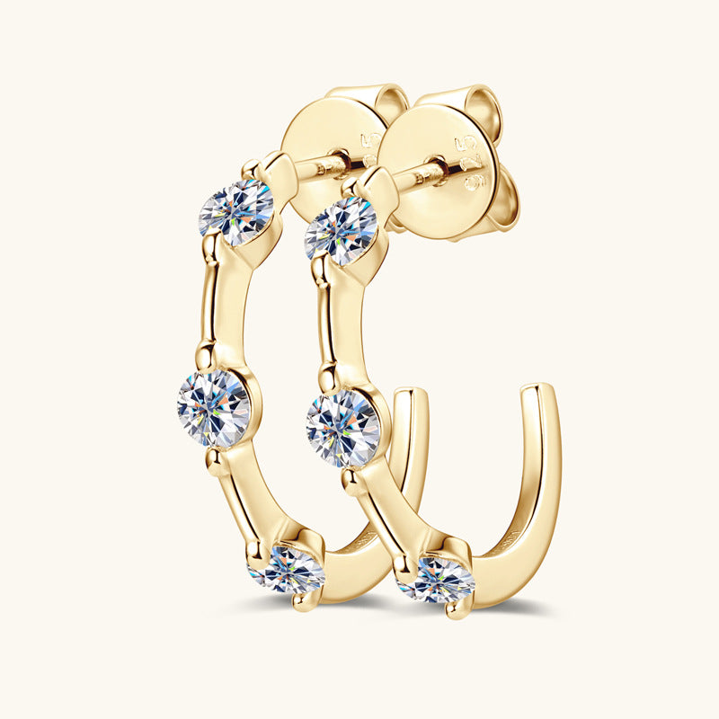 ASN Bamboo-Style C-Shaped Moissanite Earrings - ASN Moissa