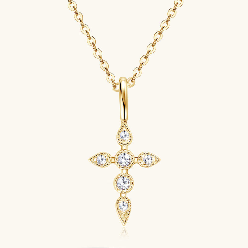 ASN Fleur Cross Moissanite Pendant Necklace - ASN Moissa