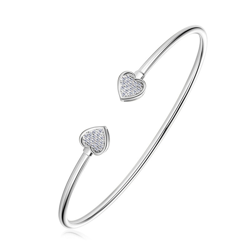 ASN Heart Embrace Moissanite Open Bangle - ASN Moissa