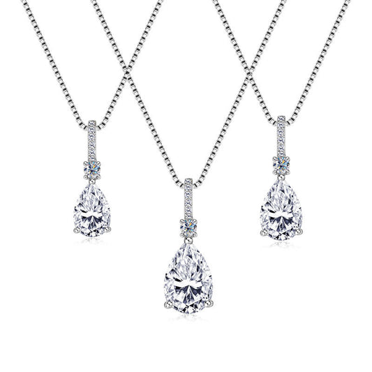 ASN Crystal Dewdrop Pear Moissanite Pendant - ASN Moissa