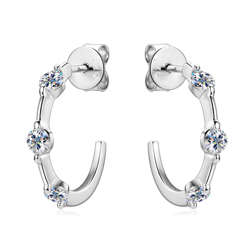 ASN Bamboo-Style C-Shaped Moissanite Earrings - ASN Moissa