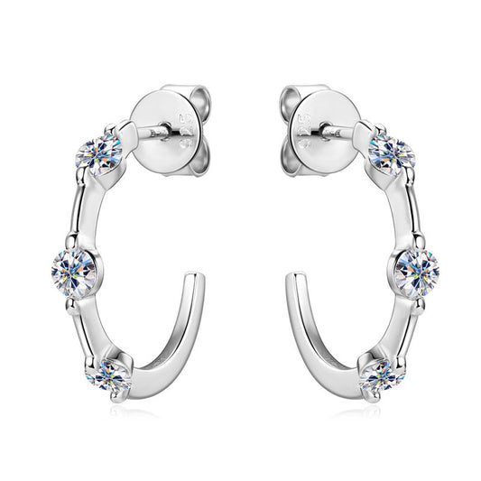 ASN Bamboo-Style C-Shaped Moissanite Earrings - ASN Moissa