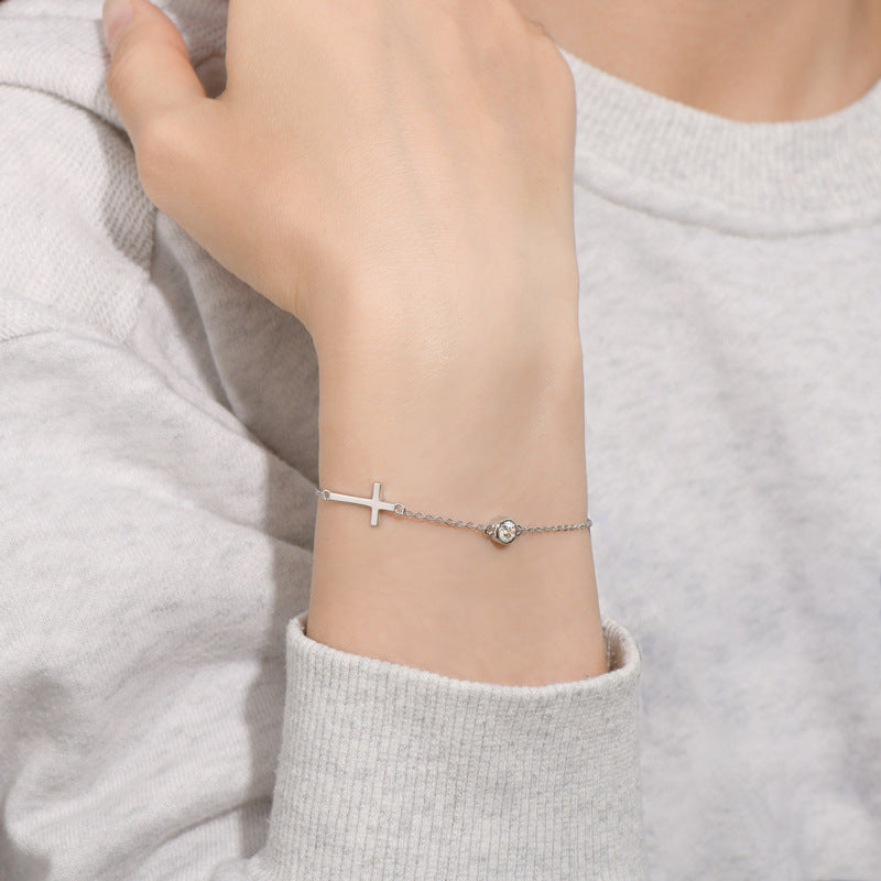 ASN Faith & Light Moissanite Cross Bracelet - ASN Moissa