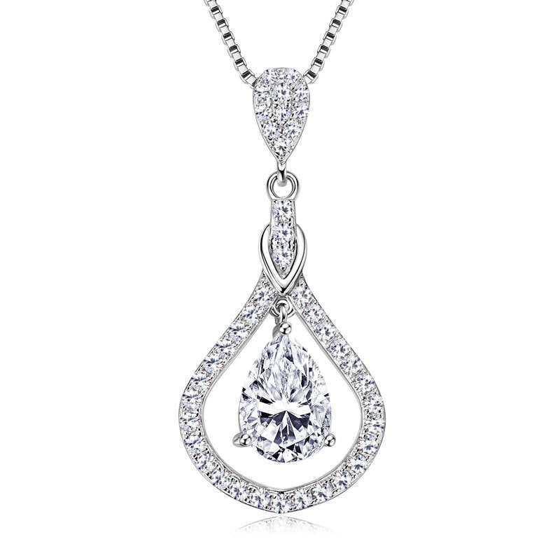 ASN Teardrop Symphony Moissanite Halo Pendant - ASN Moissa