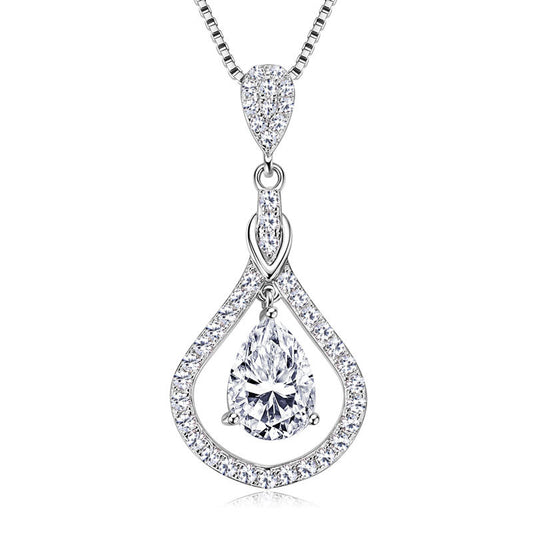 ASN Teardrop Symphony Moissanite Halo Pendant - ASN Moissa
