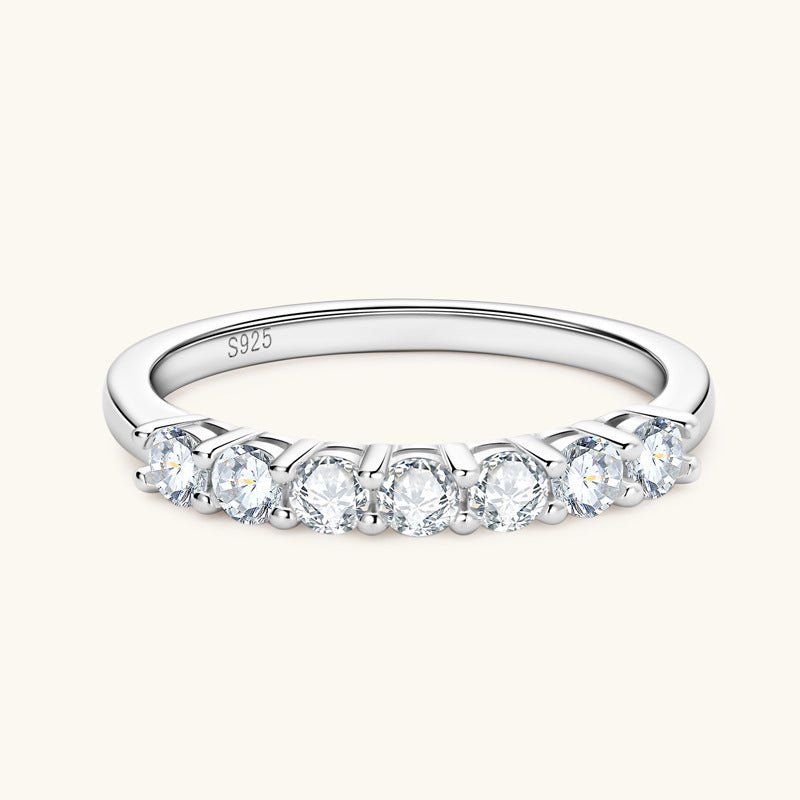 ASN Seven Gleam Pure Silver Moissanite Ring - ASN Moissa