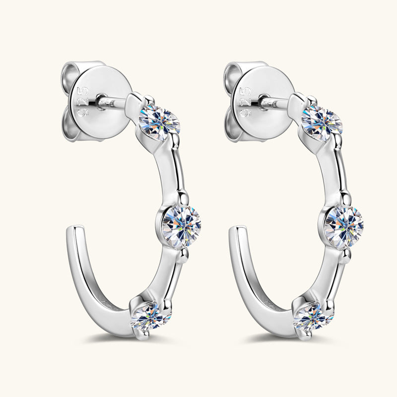 ASN Bamboo-Style C-Shaped Moissanite Earrings - ASN Moissa