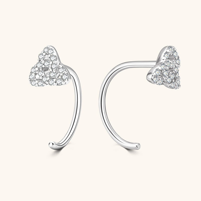 ASN Korean Shimmer Clover Moissanite Hoop Earrings - ASN Moissa