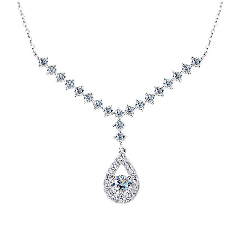 ASN Starlit Cascade Teardrop Moissanite Necklace - ASN Moissa