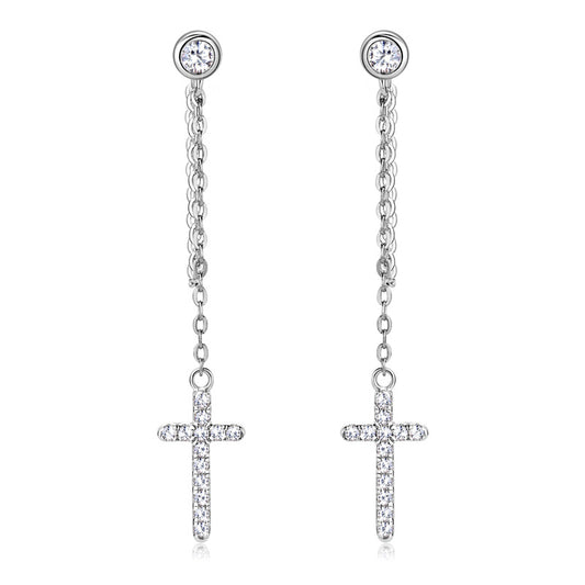 ASN Moissa ASN Faith & Shine Moissanite Cross Chain Earrings