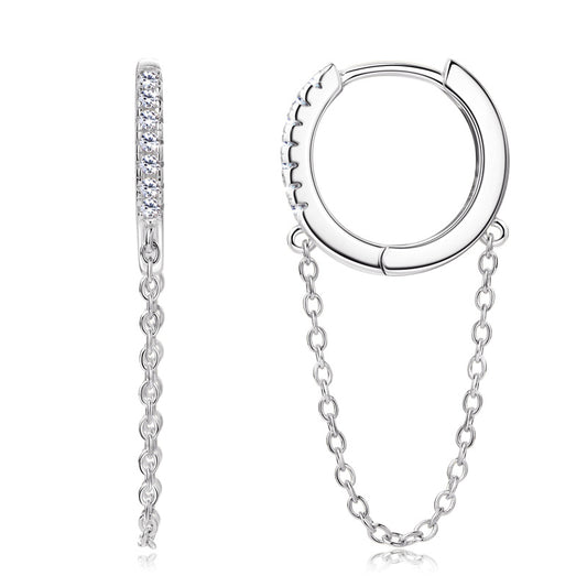 ASN Dusk Loop Moissanite Pavé Chain Huggies
