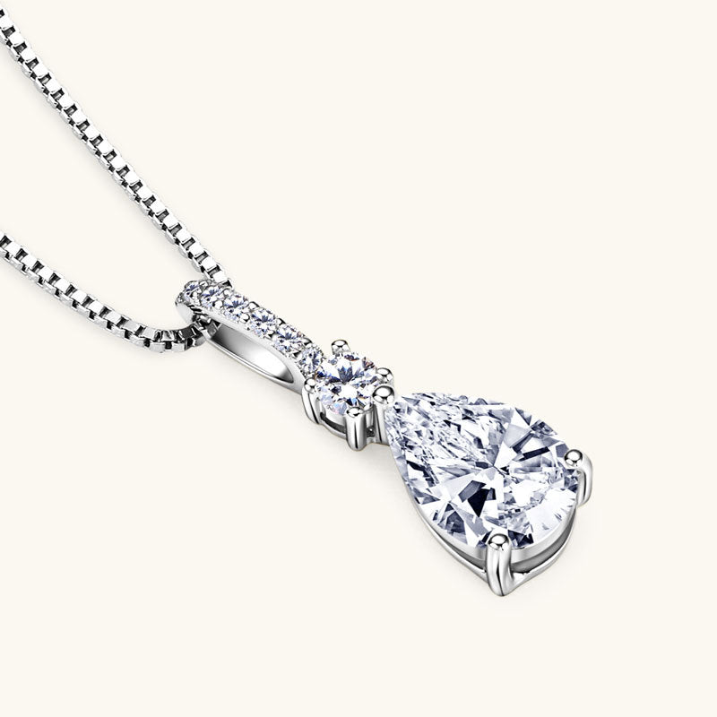 ASN Crystal Dewdrop Pear Moissanite Pendant - ASN Moissa