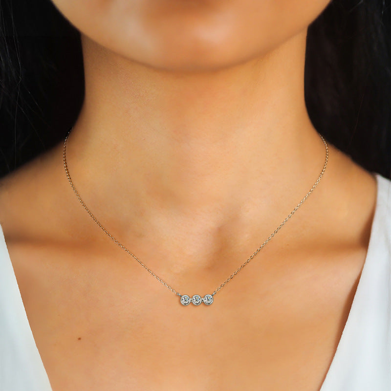 ASN Trilogy Moissanite Bezel Bar Necklace - ASN Moissa