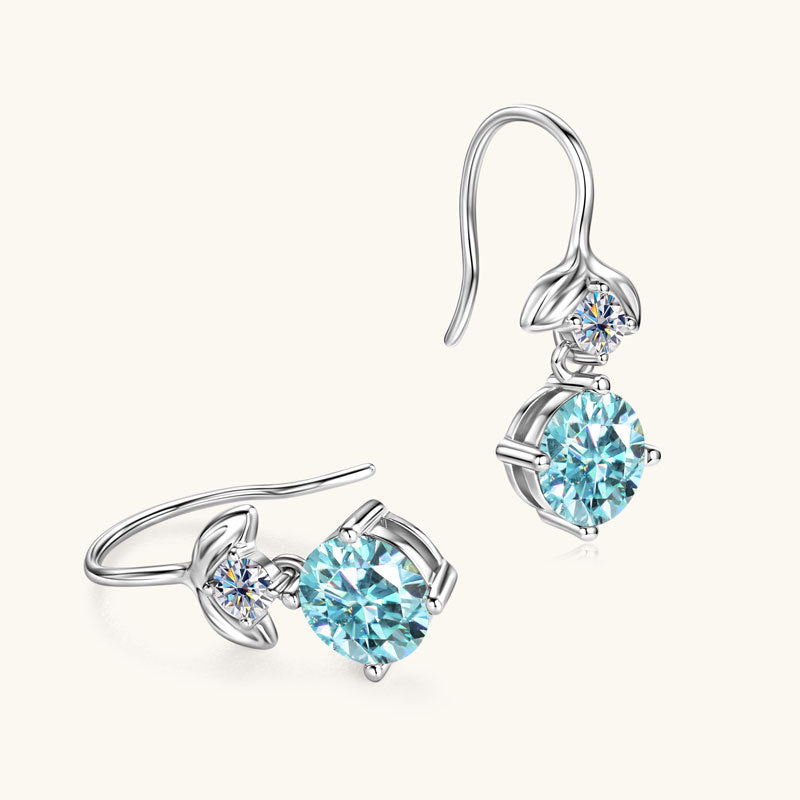 ASN Ocean Whisper Blue Moissanite Drop Earrings - ASN Moissa