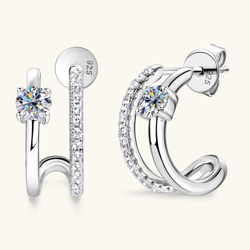 ASN Korean-Style Moissanite Hoop Stud Earrings - ASN Moissa