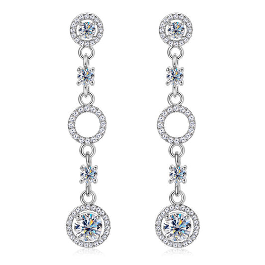 ASN Aurora Orbit Moissanite Halo Drop Earrings