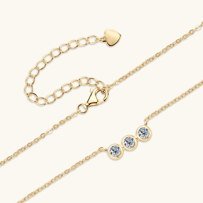 ASN Trilogy Moissanite Bezel Bar Necklace - ASN Moissa