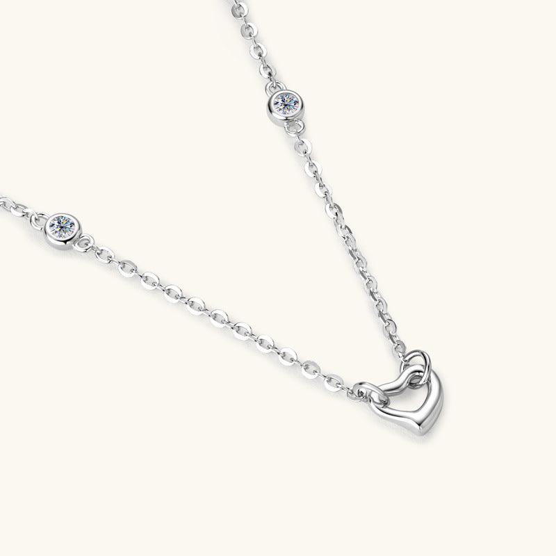 ASN Interlocking Heart Moissanite Station Necklace - ASN Moissa