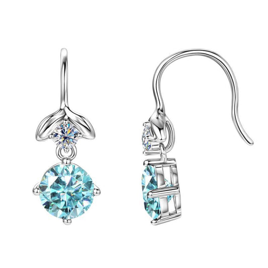 ASN Ocean Whisper Blue Moissanite Drop Earrings - ASN Moissa