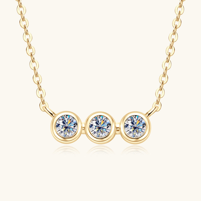 ASN Trilogy Moissanite Bezel Bar Necklace - ASN Moissa