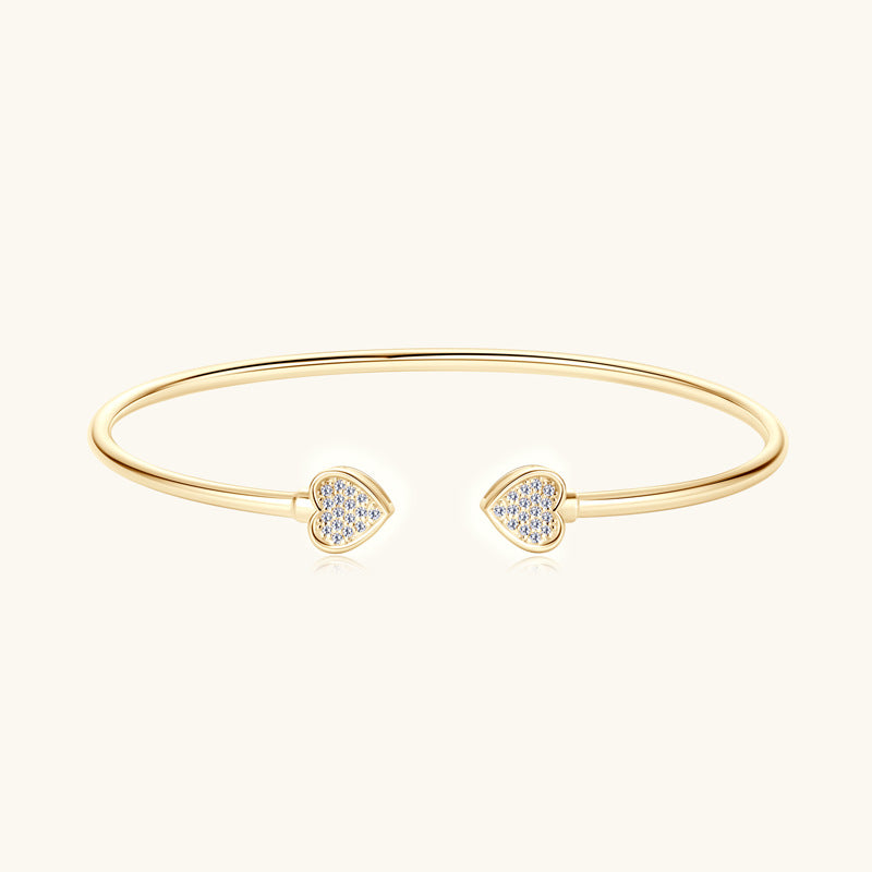 ASN Heart Embrace Moissanite Open Bangle - ASN Moissa