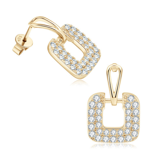 ASN Dazzle Deco Moissanite Square Drop Earrings