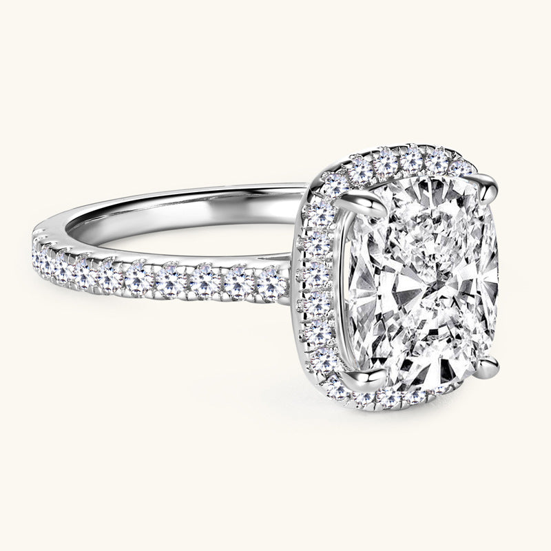 ASN Eternal Radiance 4 Carat Cushion Halo Moissanite Ring - ASN Moissa