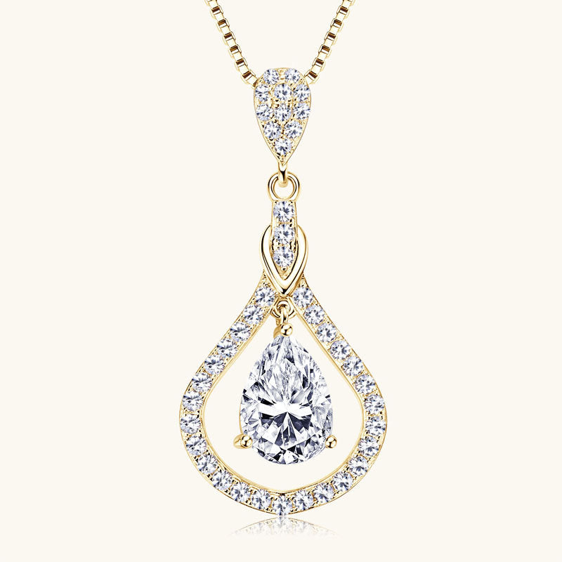 ASN Teardrop Symphony Moissanite Halo Pendant - ASN Moissa