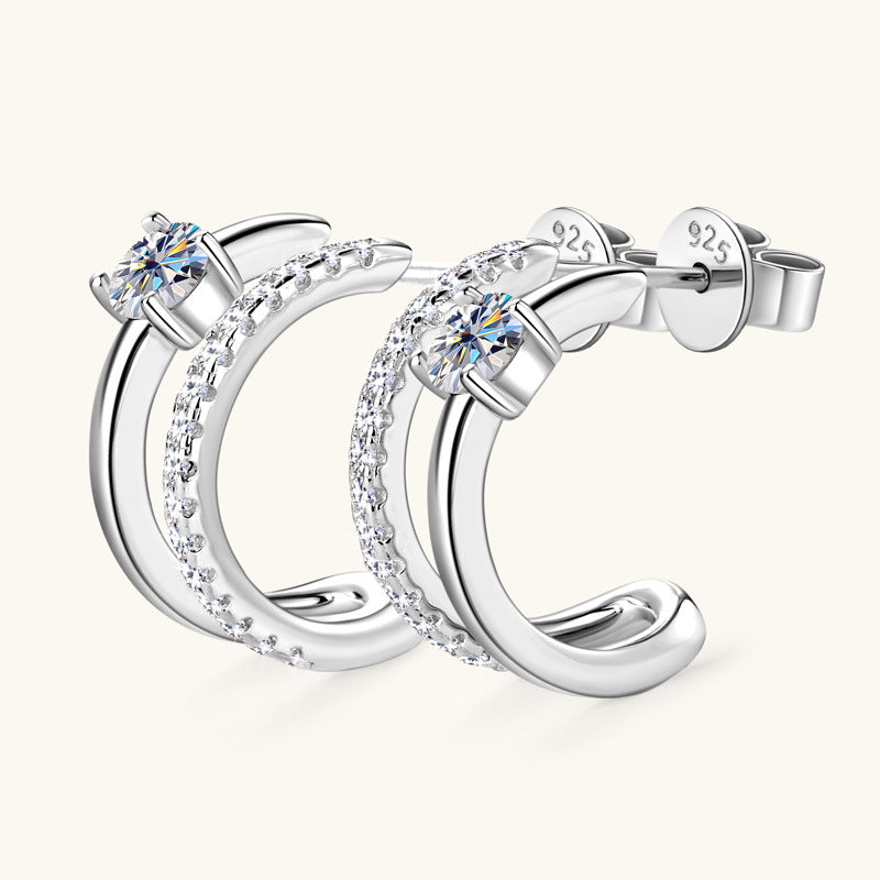 ASN Korean-Style Moissanite Hoop Stud Earrings - ASN Moissa