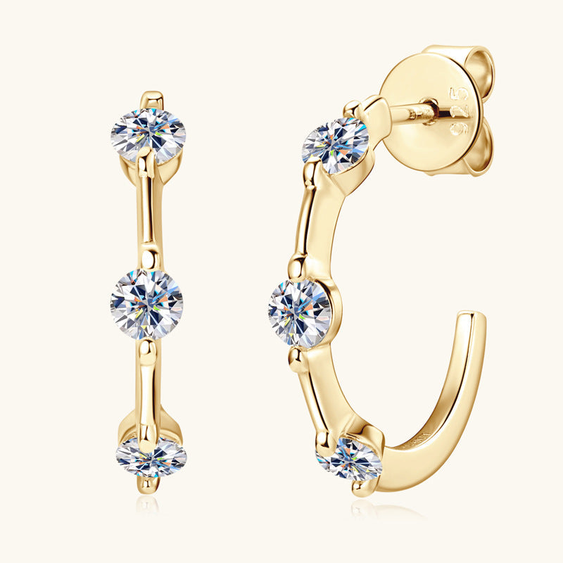 ASN Bamboo-Style C-Shaped Moissanite Earrings - ASN Moissa